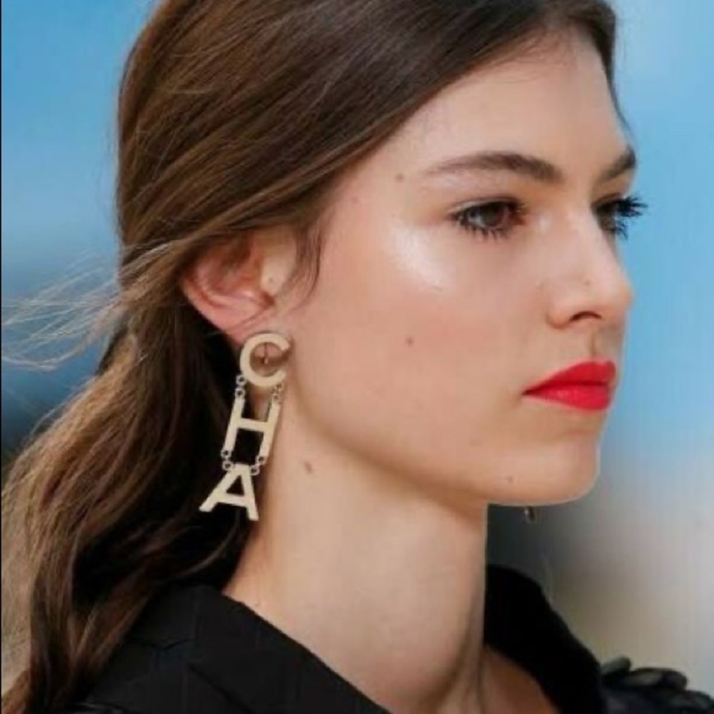 Chanel CHA NEL Dangle Earrings